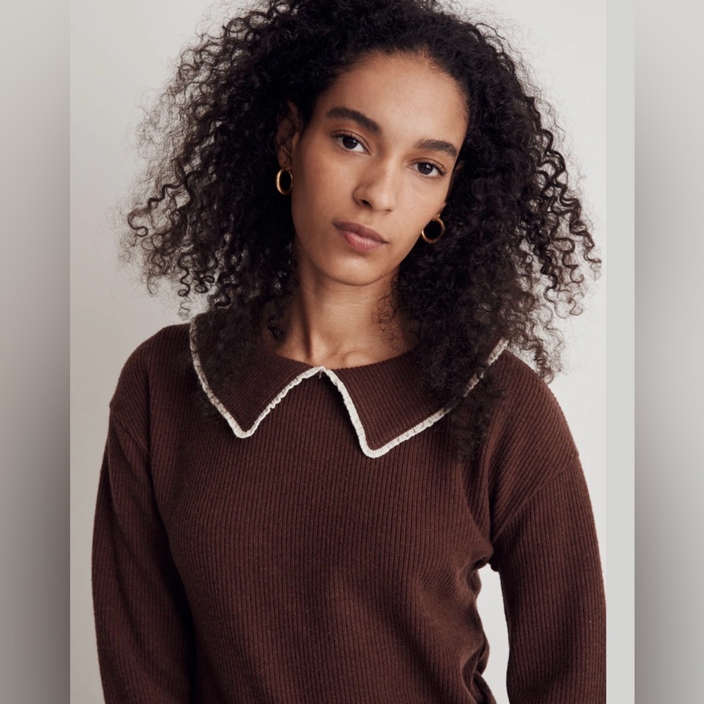Madewell Ruffled Collar Long Sleeve Top